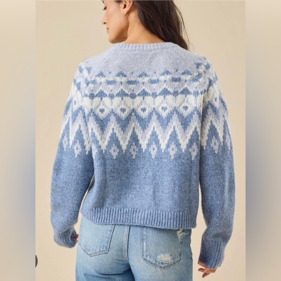 Altar'd State Blue and White Patterned Wool Blend Cardigan - Picture 4 of 8